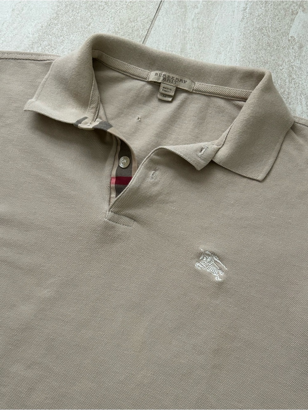 Burberry Tan Polo with Check Placket